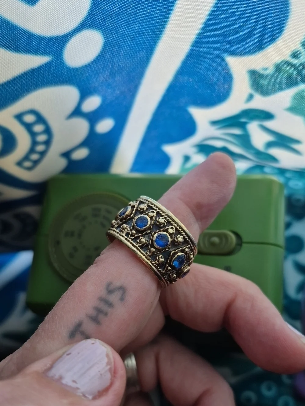 🌙Vintage 14k Yellow Gold Etruscan Revival Granulation Cigar Band Ring 11g Sz 7